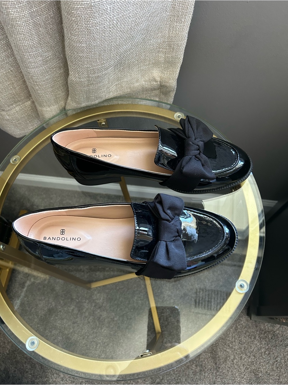 Bandolino Black Patent Loafers with Bow Accent - Picture 2 of 3